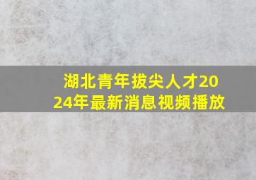 湖北青年拔尖人才2024年最新消息视频播放