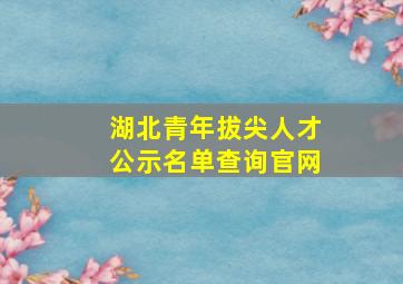 湖北青年拔尖人才公示名单查询官网