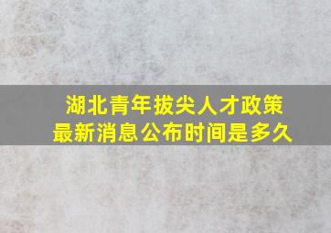 湖北青年拔尖人才政策最新消息公布时间是多久