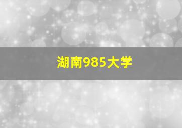 湖南985大学