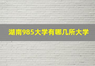 湖南985大学有哪几所大学