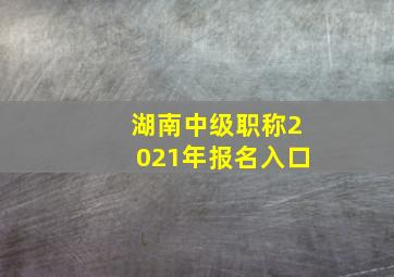 湖南中级职称2021年报名入口