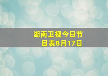 湖南卫视今日节目表8月17日