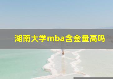 湖南大学mba含金量高吗