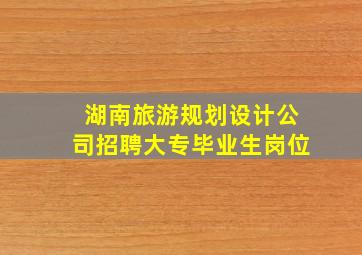 湖南旅游规划设计公司招聘大专毕业生岗位