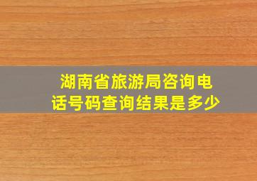 湖南省旅游局咨询电话号码查询结果是多少