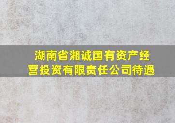 湖南省湘诚国有资产经营投资有限责任公司待遇