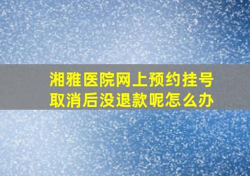 湘雅医院网上预约挂号取消后没退款呢怎么办