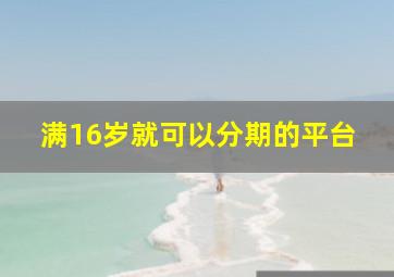 满16岁就可以分期的平台