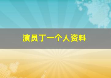 演员丁一个人资料