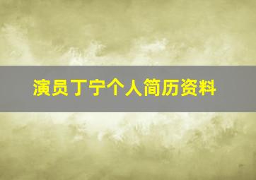 演员丁宁个人简历资料