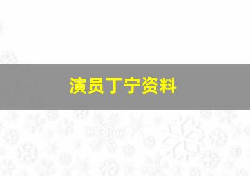 演员丁宁资料