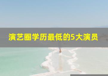 演艺圈学历最低的5大演员