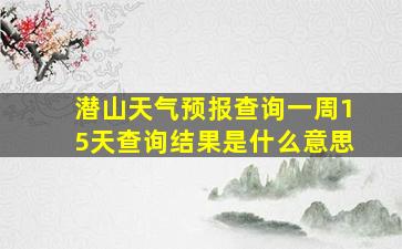 潜山天气预报查询一周15天查询结果是什么意思