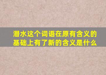 潜水这个词语在原有含义的基础上有了新的含义是什么