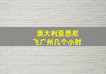 澳大利亚悉尼飞广州几个小时