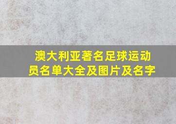 澳大利亚著名足球运动员名单大全及图片及名字