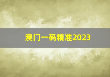 澳门一码精准2023