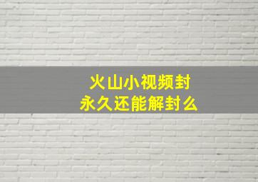 火山小视频封永久还能解封么