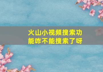 火山小视频搜索功能咋不能搜索了呀