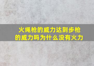 火绳枪的威力达到步枪的威力吗为什么没有火力