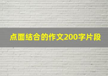 点面结合的作文200字片段