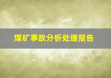 煤矿事故分析处理报告