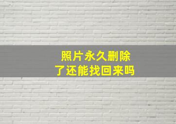 照片永久删除了还能找回来吗