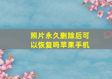 照片永久删除后可以恢复吗苹果手机