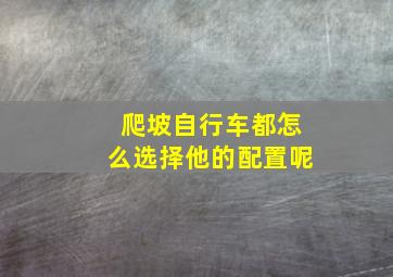 爬坡自行车都怎么选择他的配置呢