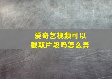 爱奇艺视频可以截取片段吗怎么弄