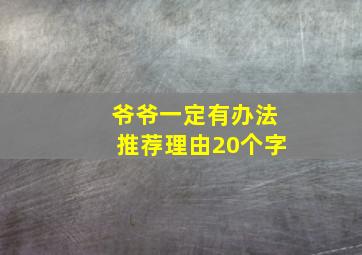 爷爷一定有办法推荐理由20个字