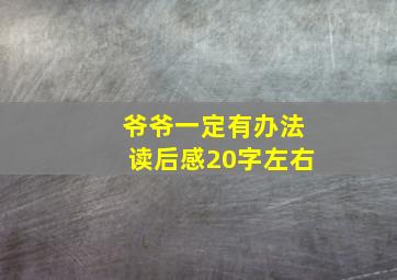 爷爷一定有办法读后感20字左右