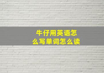 牛仔用英语怎么写单词怎么读