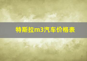 特斯拉m3汽车价格表