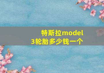 特斯拉model3轮胎多少钱一个