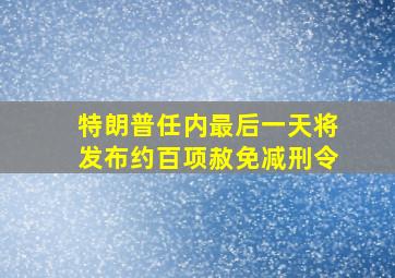 特朗普任内最后一天将发布约百项赦免减刑令