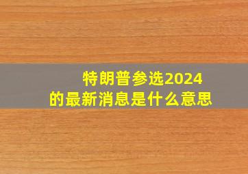 特朗普参选2024的最新消息是什么意思