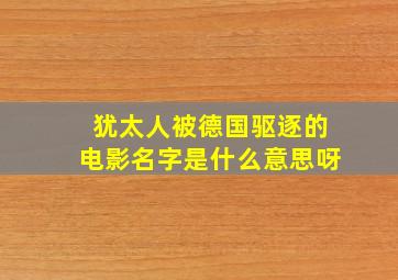 犹太人被德国驱逐的电影名字是什么意思呀