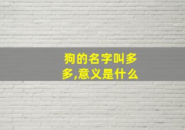 狗的名字叫多多,意义是什么