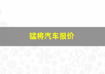 猛将汽车报价