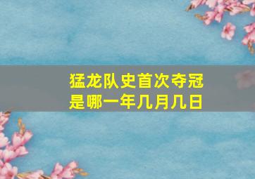 猛龙队史首次夺冠是哪一年几月几日