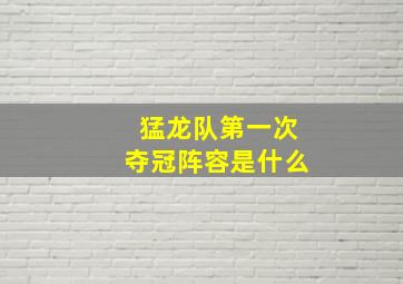 猛龙队第一次夺冠阵容是什么