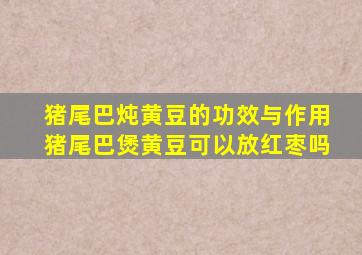 猪尾巴炖黄豆的功效与作用猪尾巴煲黄豆可以放红枣吗