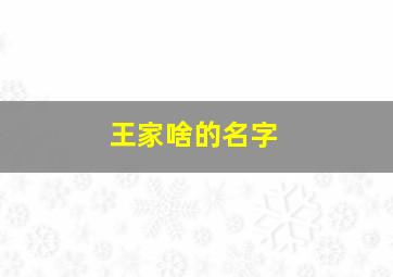 王家啥的名字