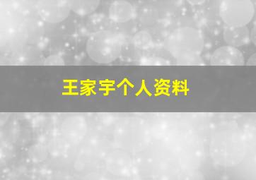 王家宇个人资料