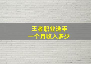 王者职业选手一个月收入多少