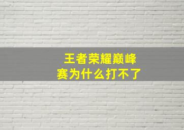 王者荣耀巅峰赛为什么打不了