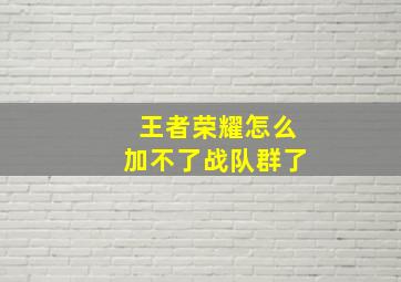 王者荣耀怎么加不了战队群了