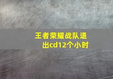 王者荣耀战队退出cd12个小时